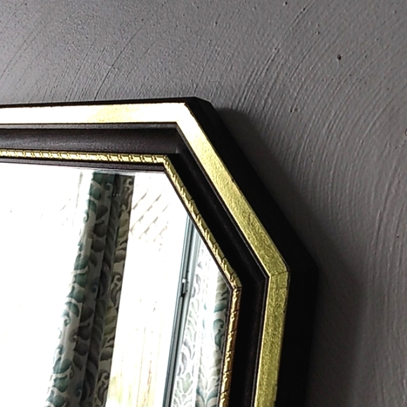 Home Interiors Octagon Mahogany gold accents mirror - Picture 10 of 15